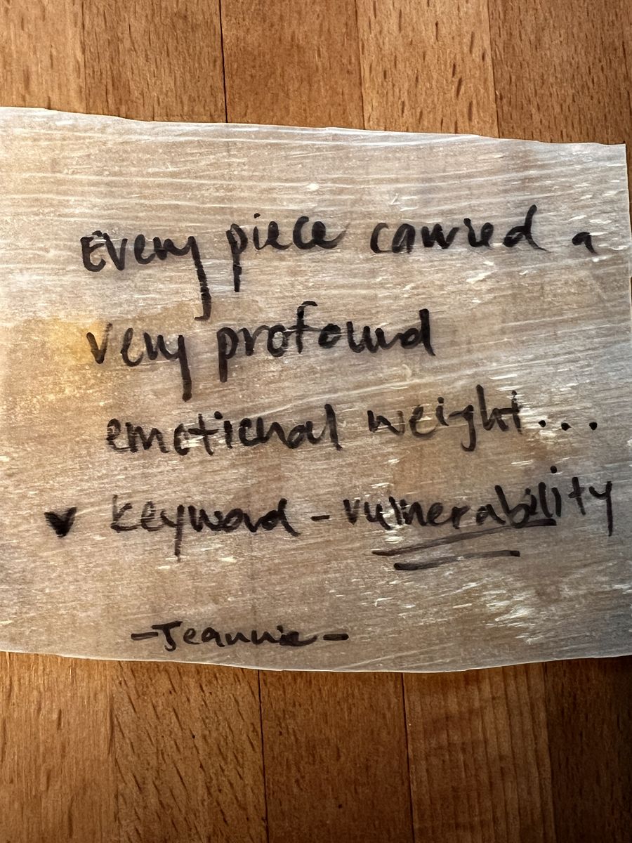 Visitor comment — Every piece carried very profound emotional weight